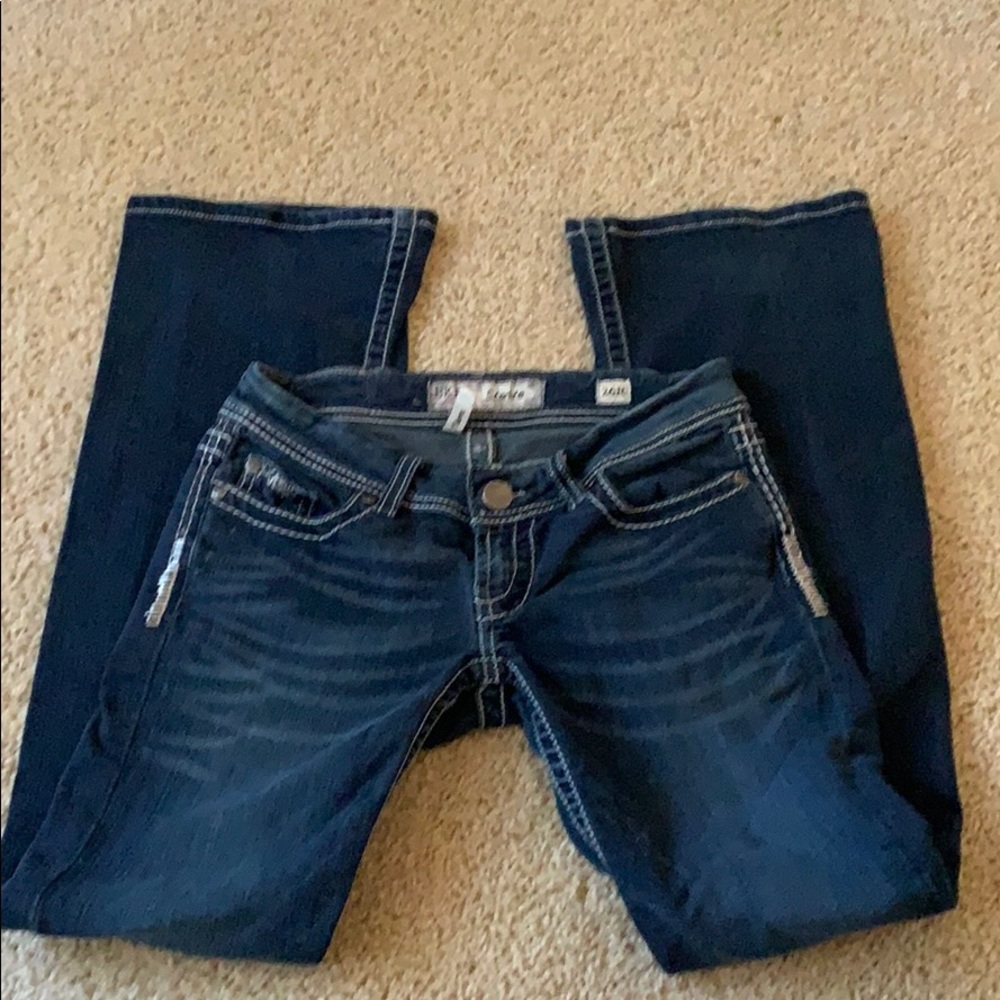 BKE Starlite dark wash flare jeans